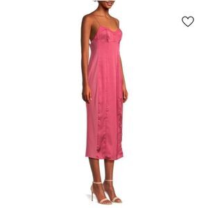 NWT Intimately Free by Free People Venetian red/pink silky midi dress with slit